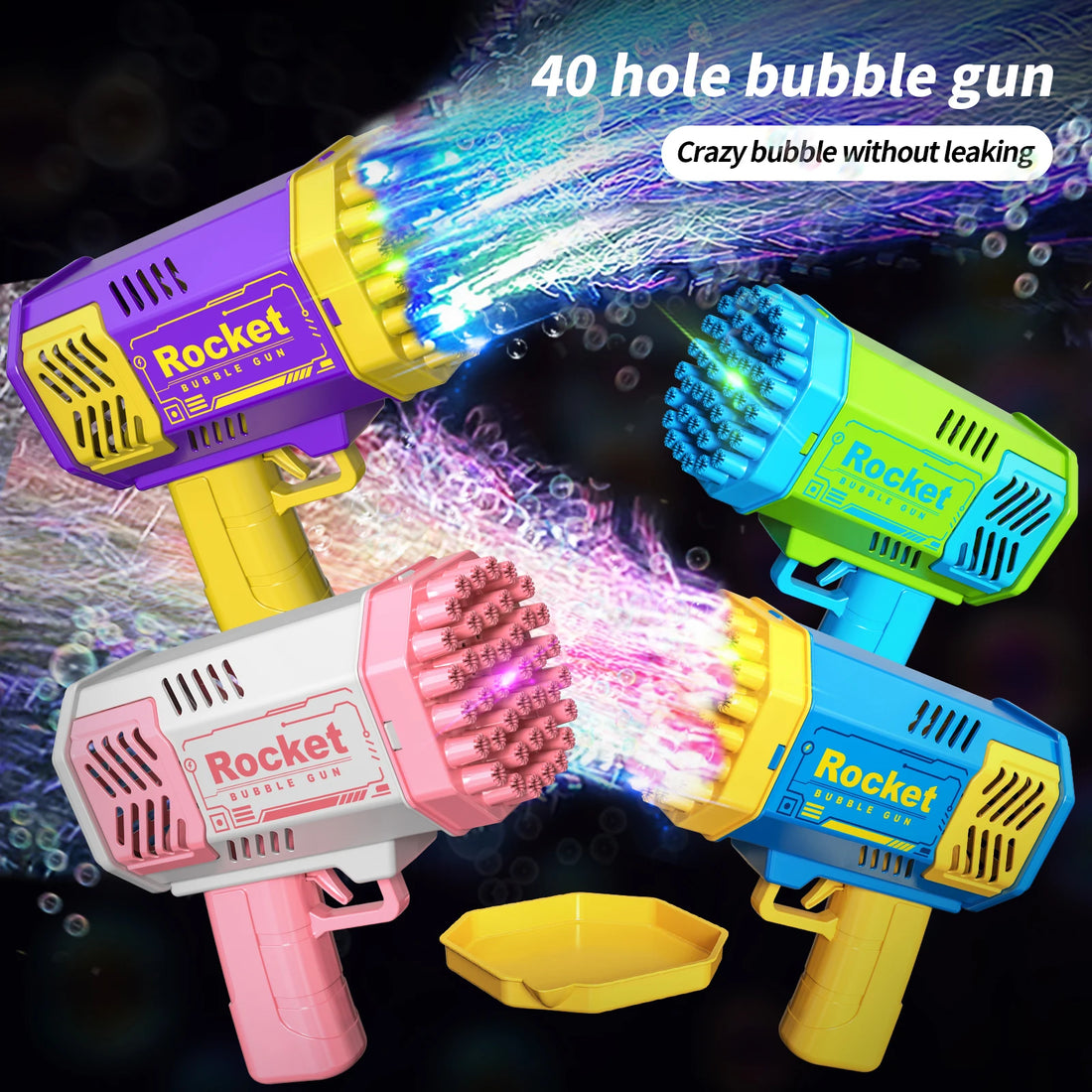 Colorful 40-hole Bubble Burster machines with Soulful Trading branding, displayed with bubbles and vibrant light effects in a dynamic advertisement.